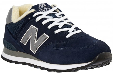 New Balance 574 мужские замшевые темно-синие с мехом