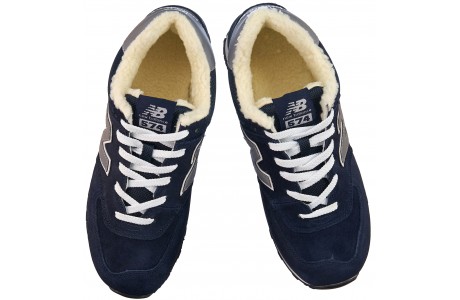 New Balance 574 мужские замшевые темно-синие с мехом