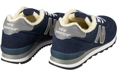 New Balance 574 мужские замшевые темно-синие с мехом