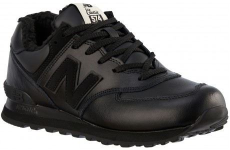 New Balance 574 полностью чёрные с мехом
