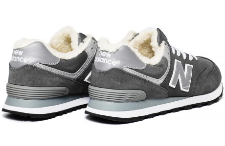 New Balance 574 серые замшевые с мехом