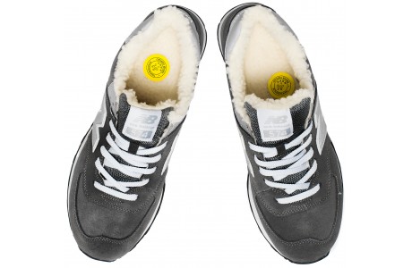 New Balance 574 серые замшевые с мехом