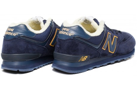 New Balance 574 Синие с желтым с мехом