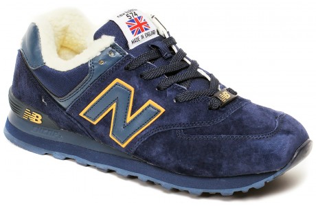 New Balance 574 Синие с желтым с мехом