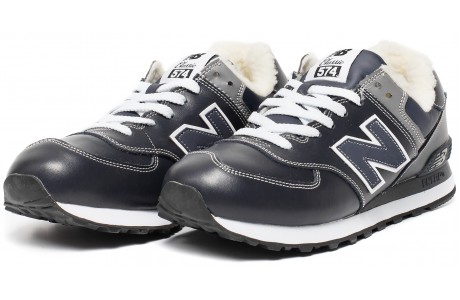 New Balance 574 темно-синие с мехом