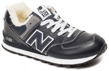 New Balance 574 темно-синие с мехом