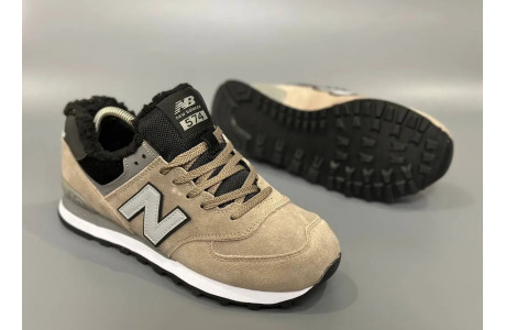 New Balance 574 Beige Black Big Size С Мехом