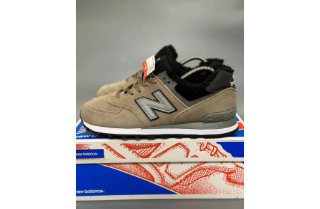 New Balance 574 Beige Black Big Size С Мехом