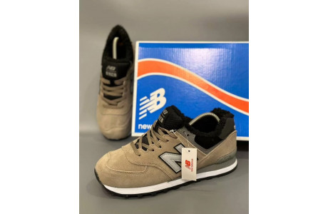 New Balance 574 Beige Black Big Size С Мехом