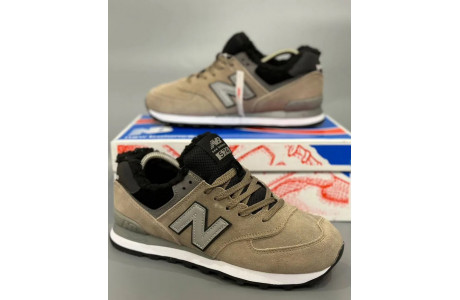 New Balance 574 Beige Black Big Size С Мехом