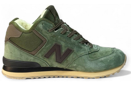 New Balance 574 Mid Dark Green с мехом