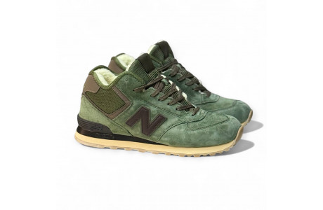 New Balance 574 Mid Dark Green с мехом