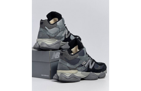 New Balance 9060 Black Grey с мехом