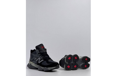 New Balance 9060 Black Grey с мехом