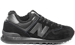 New Balance 574 classic полностью черные с мехом