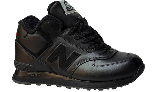 New Balance 574 leather Black С Мехом